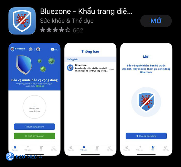 Ứng dụng Bluezone: Cảnh báo người dùng nguy cơ tiếp xúc với người nhiễm Covid-19