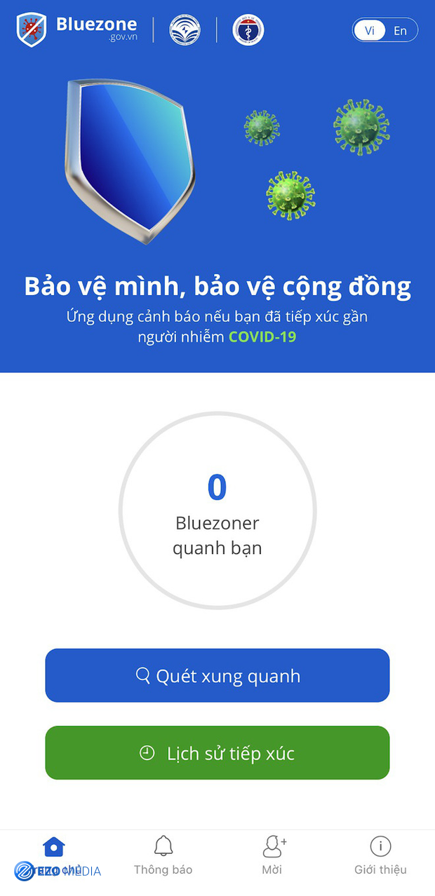 Ứng dụng Bluezone: Cảnh báo người dùng nguy cơ tiếp xúc với người nhiễm Covid-19